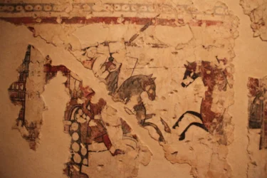 Wandmalereien aus dem späten 13. oder frühen 14. Jahrhundert. Museum der Geschichte von Barcelona